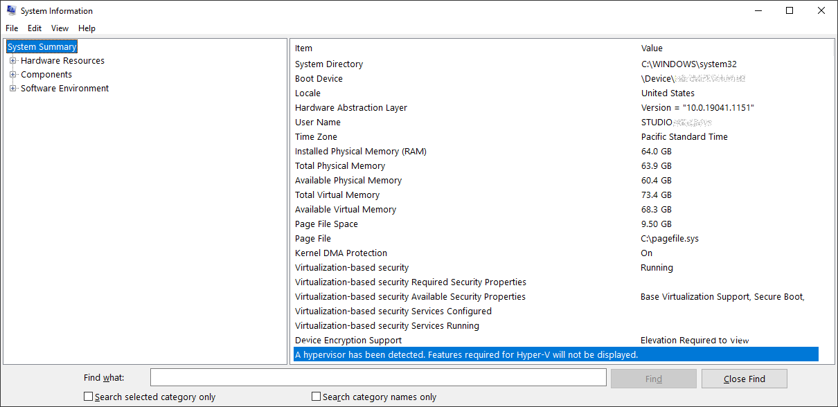 msinfo32 before turn off VBS/Hyper-V